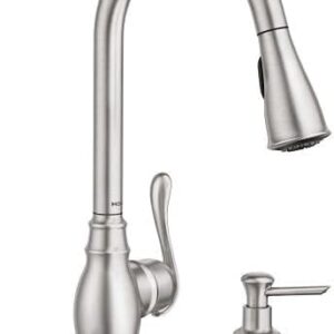 Moen CA87003SRS Single Handle Kitchen Faucet with Pullout Spray from The Anabelle Collection, Spot Resist Stainless