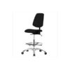 Thomas 1163T74 ESD Vinyl High Bench Height Chair with Medium Back, Chrome Base, Without Tilt, Without Arms, Chrome Foot Ring, ESD Glides, Black