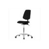 Thomas 1163W32 ESD/Cleanroom Vinyl Medium Bench Height Chair with Medium Back, Chrome Base, Without Tilt, Without Arms, Without Foot Ring, ESD Casters, Black