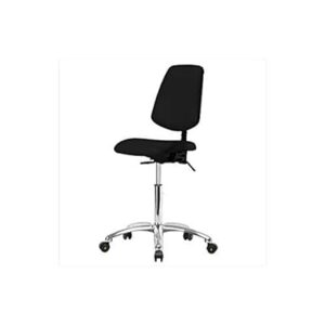 Thomas 1163W32 ESD/Cleanroom Vinyl Medium Bench Height Chair with Medium Back, Chrome Base, Without Tilt, Without Arms, Without Foot Ring, ESD Casters, Black