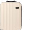 Kono 55x35x20cm Cabin Hand Luggage Super Lightweight ABS Suitcase 4 Wheels Spinner Luggage Vertical Strip Travel Trolley Case (Beige)