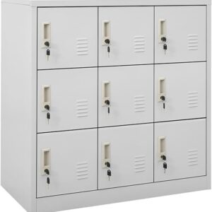 vidaXL 5x Locker Cabinets Home Office School Modern Locker-Style Storage Side Document Cabinet Organiser Cupboard Light Grey Steel