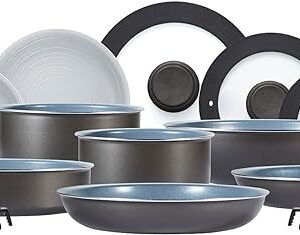 Tower Freedom T800200 13 Piece Cookware Set with Ceramic Coating, Stackable Design and Detachable Handles, Graphite, Aluminium