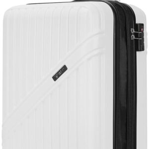 GinzaTravel Lightweight 4 Wheels Suitcase ABS Hard Shell Suitcase Luggage Expandable Durable Suitcases with TSA Lock (Small,White)