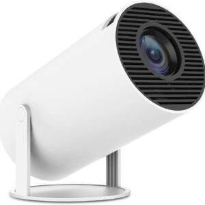 Mini Projector 4K 1080P Support, Portable Projector WiFi6 BT 5.0 Android 11, Smart Projector Auto Horizontal Correction,180°Rotatable Outdoor Movie Projector Compatible with Phone (White)