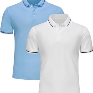 Djtnzdm Polo Shirt for Men Cotton Pique Mens Golf Polo Shirts Short Sleeve Basic Casual Summer Tops