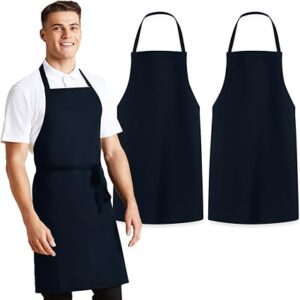 Avalon Kitchen Aprons Unisex Bib Aprons - 100% Polyester Chef Apron with Extra Long Ties – Cooking Apron for Men Women