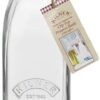 Kilner Square Glass Clip Top Bottle, 1 Litre