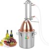 YUEWO Alcohol Water Distiller 2GAL/10L Alembic Pot Still Stainless Steel Home Brewing Distillery Kit with Copper Dome Top for DIY Whisky Wine Brandy Gin Vodka Alcohol Making (2GAL/10L)
