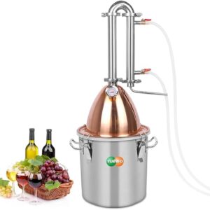 YUEWO Alcohol Water Distiller 2GAL/10L Alembic Pot Still Stainless Steel Home Brewing Distillery Kit with Copper Dome Top for DIY Whisky Wine Brandy Gin Vodka Alcohol Making (2GAL/10L)