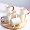 KELINGO Set of 6 Multicoloured Porcelain Coffee Mugs, 340ML/11.5OZ Cups for Coffee, Tea, Cocoa, Hot Assorted Colors, g700