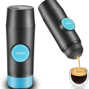 JUNKIE Portable Coffee Maker Travel Espresso Machine,18 Bar Pressure One-Button Operation with Rechargeable Battery,Suitable for Capsule Coffee and Coffee Powder, Black