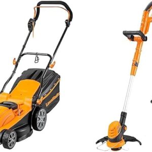 LawnMaster 1600W Electric Lawn Mower with 37cm cutting width, ideal for medium sized lawns & MX 24V 25cm Cordless Grass Trimmer and Edger - Battery Powered Garden Strimmer, MX 24V Lithium Ion 2.0Ah