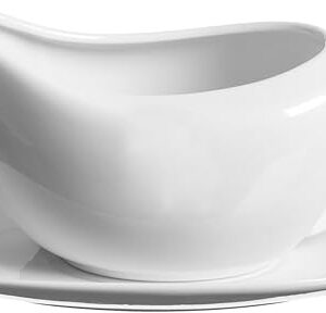 Price & Kensington Simplicity Gravy Boat and Saucer, White, 21.2 x 11.5 x 9.1 cm