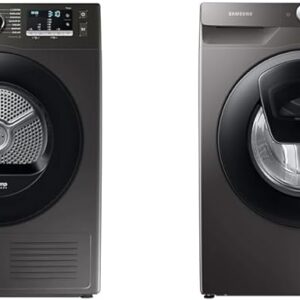 Samsung Series 5 DV80TA020AX/EU with OptimalDry™, Freestanding Heat Pump Tumble Dryer & Series 5+ WW90T554DAN/S1 with AddWash™ Freestanding Washing Machine, 9 kg 1400 rpm, Graphite, A Rated
