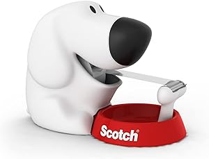 Scotch Dog Tape Dispenser with 1 Roll of Scotch Magic Tape - Holds Tape up to 19 mm Wide x 7,5 m - Cute Stationery Sets and Cute Gifts - White