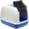 Ferplast Hooded Cat Litter Tray Box Large Cats, MAXI BELLA Cat Toilet Box Large Catswith Door and 2 Activated Carbon Filters against bad odors, 50 x 65,5 x 47 cm, light blue