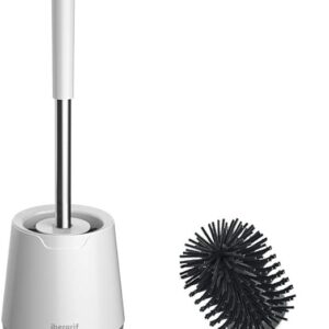 Ibergrif M34152 Silicone Toilet Brushes & Holders, Deep Cleaner, Toilet Brush with Quick Drying Holder Set for Bathroom