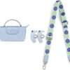 Jiesinlov Canvas Purse Straps Replacement Crossbody Adjustable Shoulder Strap for Long Champ Mini Le Pliage or Replay(Blue&PURRLE)