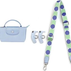 Jiesinlov Canvas Purse Straps Replacement Crossbody Adjustable Shoulder Strap for Long Champ Mini Le Pliage or Replay(Blue&PURRLE)