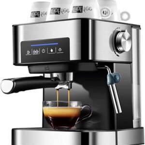 Traditional Pump Espresso Machine, 20 Bar Italian Espresso Coffee Maker with Foaming Milk Wand, 1.5L Removable Water Tank for Latte Cappuccino Machiato