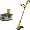 Ryobi RB18L50 ONE+ Lithium+ 5.0Ah Battery, 18 V & Ryobi OLT1832 ONE+ Cordless Grass Trimmer, 25-30cm Path (Zero Tool), 18 V, Hyper Green (Battery, Charger and Blade Not Included)