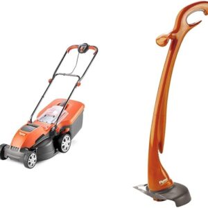 Flymo Speedi-Mo 360VC Electric Rotary Lawn Mower, 1500W, 36cm Cutting Width, 40 L Grass Box, 967663301 & Speedi-Trim Electric Grass Trimmer, 300 W, Cutting Width 25 cm, Orange