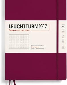 LEUCHTTURM1917 366163 Notebook Composition (B5), Hardcover, 219 numbered pages, Port Red, Dotted