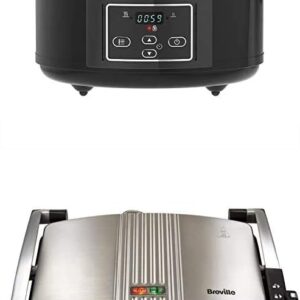 Breville Sandwich/Panini Press and Toastie Maker, 3-Slice + Serve Digital Slow Cooker with Hinged Lid and Programmable Countdown Timer, 4.7 Litre