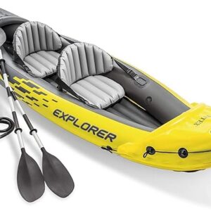 Intex Explorer K2 Yellow 2 Person Inflatable Kayak with Aluminum Oars & Air Pump