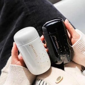 HEMPYA 200ml Insulated Thermos Bottle Sport Water Cup Starry Sky Mini Capacity Leakproof Coffee Mug Vacuum Flask Couple for Winter