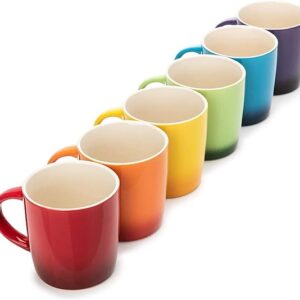 Dawsons Living Multi-Coloured Stoneware Mugs Set - Wide Tea Coffee and Hot Chocolate Cups - Set of 6-11 oz / 312ml