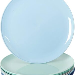 Youngever 9 Pack 20CM Re-usable Plastic Plates, Small Plates, Dinner Plates, Snack Plates (Coastal Colors)