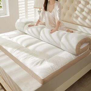 EOnIO Futon Mattress Thicken Futon Soft Floor Foldable Portable Mattress Double Single Tatami Roll Mat Comfortable and Breathable Thickening Adult Children Living Bedroom Furniture,003,150x200cm [Energy Class A]