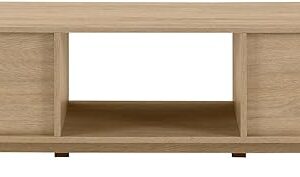 Walker Edison Walton Modern Fluted-Door Low Stand for TVs up to 65 Inches, 58 Inch, Coastal Oak