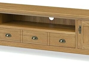 Furniture Octopus Abbey Oak Extra Large TV Unit 210cm/ TV Stand/Modern Rustic Media Centre