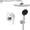 GROHE Start Edge - Concealed Shower System with 1 Lever Mixer and 2-Way Diverter (Shower Arm, 25 cm Head Shower, 11 cm Hand Shower 2 Sprays, Outlet Elbow 1/2" with Holder, Hose 1.5m), Chrome, 25293000