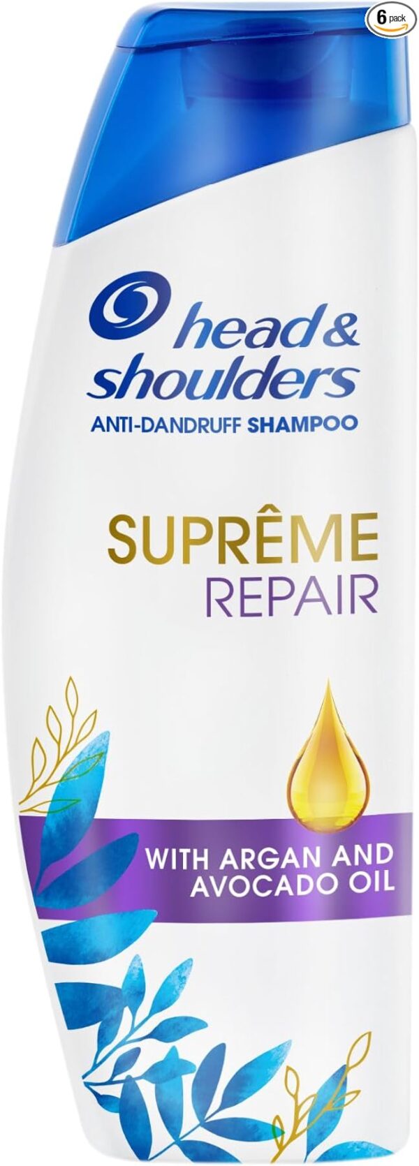 Head & Shoulders Argan Oil Shampoo Supreme Damage Repair Shampoo 6 x 400 ml, Six Pack