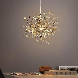 LED Modern Chandelier Lamp, Personality Stainless Steel Chrome Leaf LED Chandelier Living Room Lamp Bar Table Lamp Dining Room Chandelier Lighting Chandelier,Modern LED Chandelier Chandelier Lighting