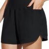 BALEAF Swim Shorts Women with Zip Pokcets Drawstring Swimming Board Shorts High Waisted 4'' Swimwear