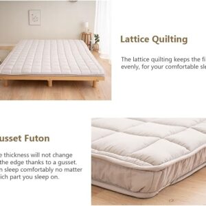 EOnIO Futon Mattress Thicken Futon Soft Floor Foldable Portable Mattress Double Single Tatami Roll Mat Comfortable and Breathable Thickening Adult Children Living Bedroom Furniture,003,150x200cm [Energy Class A]
