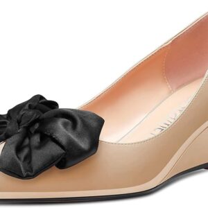 Castamere Women Wedge Mid Heel Close Pointed Toe Slip-on Pumps Court Shoe 5 CM Heels Office Dress Shoes