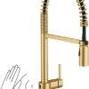 Moen Align Brushed Gold Motionsense Wave Sensor Touchless One Handle Pre-Rinse Farmhouse Spring Kitchen Faucet, 5923EWC