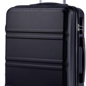 Kono 20 inch Cabin Suitcase Lightweight ABS Carry-on Hand Luggage 4 Spinner Wheels Trolley Case 55x40x22 cm(Black)