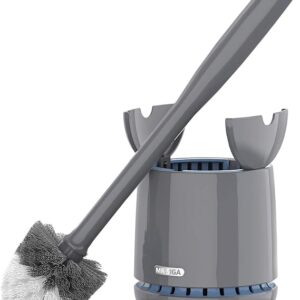 MR.SIGA Toilet Bowl Brush and Holder, Premium Quality, with Solid Handle and Durable Bristles for Bathroom Cleaning, Gray, 1 Pack