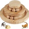 TSKDKIT Cat Toy Roller Exerciser Fun Cat Toy Indoor Pet Interactive Toy Bamboo Cat Ball Toy with Double Layer Rail, Teaser Cat Ball Toy for Kitten Puppy etc
