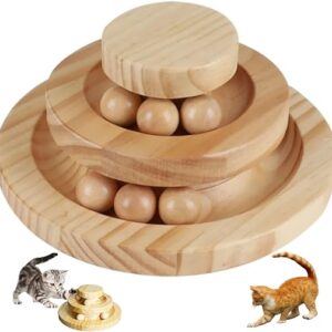 TSKDKIT Cat Toy Roller Exerciser Fun Cat Toy Indoor Pet Interactive Toy Bamboo Cat Ball Toy with Double Layer Rail, Teaser Cat Ball Toy for Kitten Puppy etc