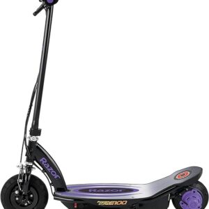 Razor Power Core E100 Electric Scooter - 100w Hub Motor, 8" Air-filled Tire, Up to 11 mph and 60 min Ride Time, for Kids Ages 8+, Purple