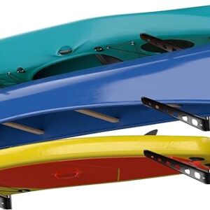 Koova Wall Mounted Storage Rack for Canoes, Kayaks and Stand Up Paddle Boards | Made in The USA | Easy to Install - Hardware Included | Powder Coated Steel with Soft Covers | 200lb Capacity Per Pair