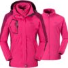 donhobo Womens 3 In 1 Jackets Fleece Ski Jacket Softshell Winter Waterproof Full Zip Windproof Coat Zip Pockets